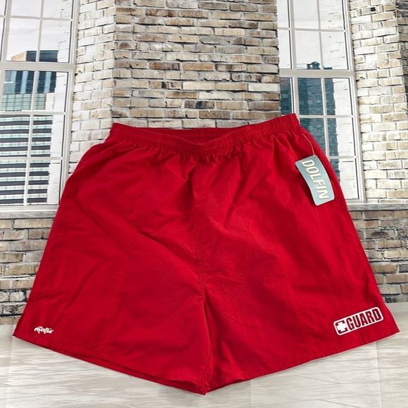NWT Men’s Dolphin Red Lifeguard Polyester 2 Pocket Shorts (3X) GH02